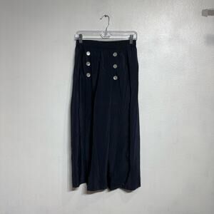 Miss O by Oscar de la Renta Navy Silk Midi Skirt Sz M